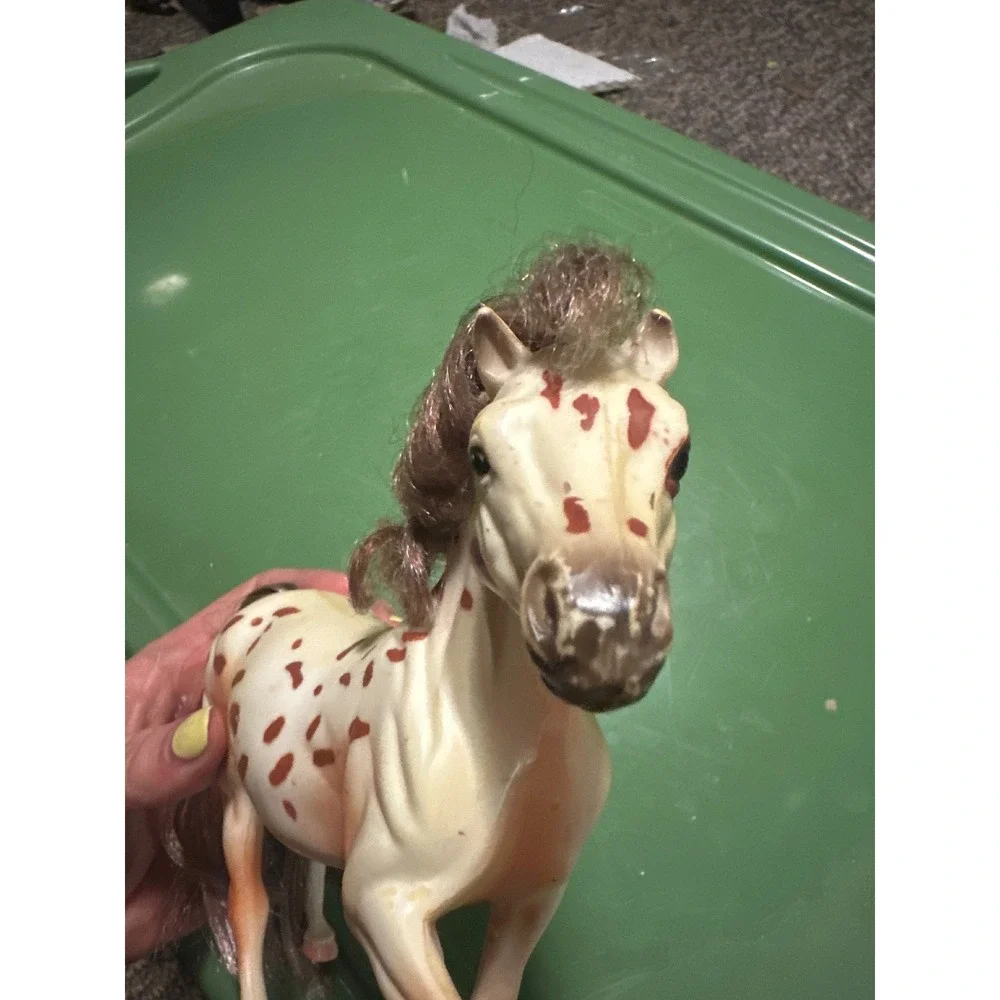 Vintage Appaloosa Horse Figurine Leopard Spot Rooted Mane Tail Collectible Toy